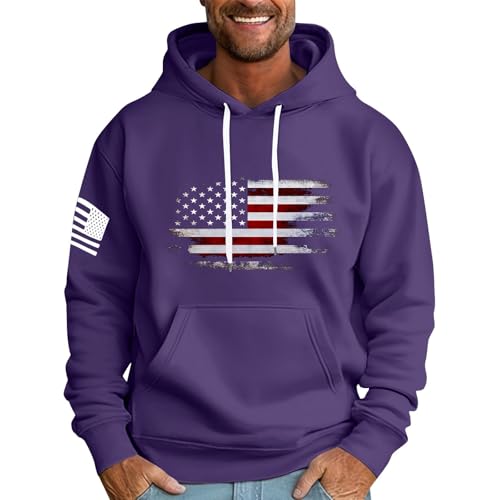 Sweatshirts For Men Drawstring Long Sleeve Hoodies Pullover American Flag Print Sweatshirt Winter Oversized Tops2