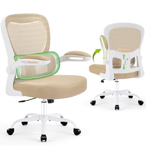 Image of AreShark Office Chair Ergonomic Desk Chairs with Adjustable Lumbar Support, High Back Breathable Mesh Chair with Wheels& Flip-up Armrests,Rolling Swivel Comfy Task Computer Chair for Home Work Gaming