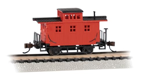 Bachmann Trains - Old-TIME Bobber Caboose - Painted, UNLETTERED - RED - N Scale