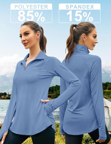 IECCP Women's Long Sleeve Green UPF 50+ Sun Protection Lightweight Pullover 1/4 Zip Exercise Tops, Size XXL, Adult, for Outdoor Activities - Image 4