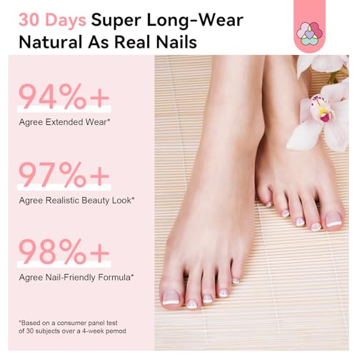 SAVILAND Gel Nail Kit for Toe: 18 Sizes All-In-1 Gel Nail X Kit with U V Light 216 Pcs Pink Toe Nail Press On with Solid Nail Glue VE & Castor Oil LED Nail Lamp Nail Drill Professional DIY Manicure