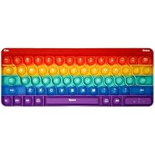 Learning Typing Keyboard Pop Fidget Toy - Satisfying Sensory Stress Relief for Kids Adults ADHD - Pop Bubbles Silicone Gel Toy for Birthday Party Favor GiftsRainbow