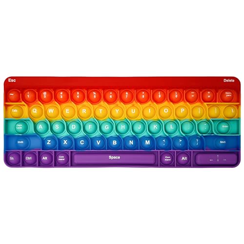 Proweber Learning Typing Keyboard Pop Fidget Toy - Satisfying Sensory Stress Relief for Kids Adults ADHD - Pop Bubbles Silicone Gel Toy for Birthday Party Favor Gifts(Rainbow)