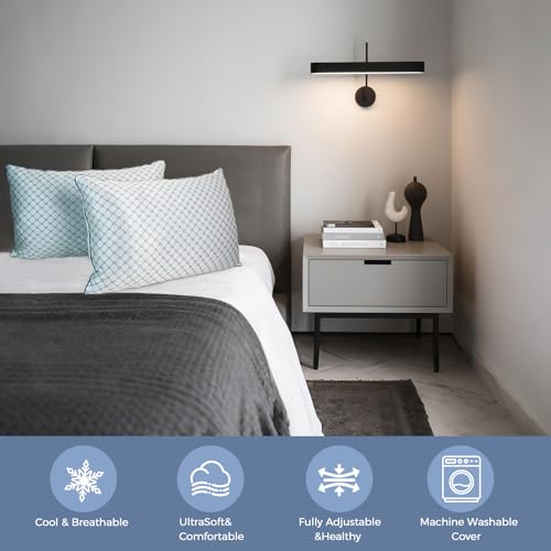 Image of Adjustable Bed Pillows Standard Size Set of 2 for Sleeping, Soft and Supportive Bed Pillows with Memory Foam Filling for Side and Back Sleepers, Neck Supportive-Standard Size, 2 Pack