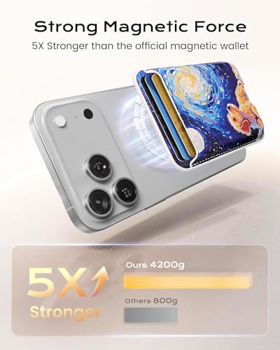 Image of KPNEOL Magnetic Mag-safe Wallet Cell Phone Card Holder for Phone Case with Mag-Safe, Stronger Magnetic RFID Leather Stick on Phone Wallet Compatible with iPhone 17 /16 /15 /14 /13 /12 Series, Puppy Color