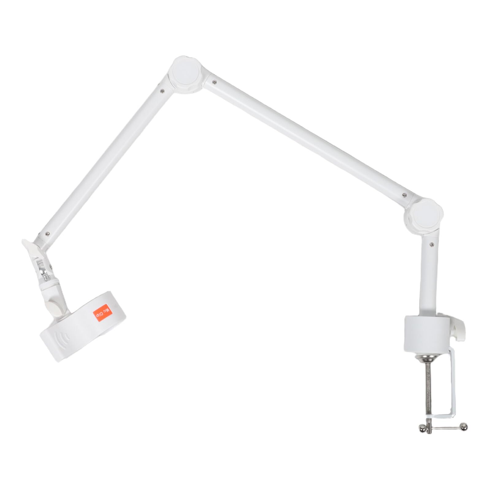 Soporte de Micrófono de Escritorio Ajustable Blanco con Abrazadera Resistente, Brazo Flexible con Clip Grande 3/8 para Transmisión, Canto y Juegos, Base Cilíndrica Estable