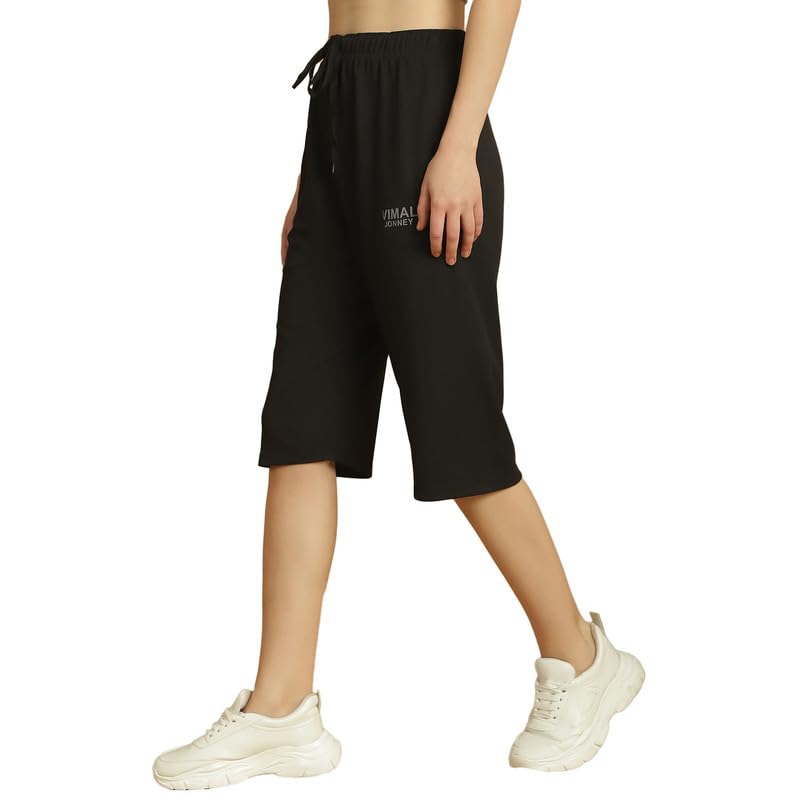 Image of Mack Jonney Solid Regular Fit Polyster Lycra Capri for Women-P