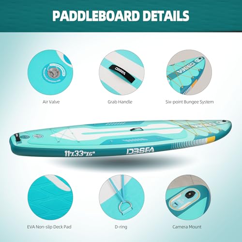 Image of 11 ft Inflatable Stand Up Paddle Board with Accessories, Extra Wide Paddle Board for Adults & Youth, Heavy Duty Inflatable SUP for 2 Person, 11'35 inch /11'34 inch /11'33 inch