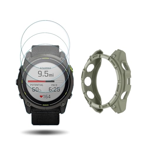 Coque Garmin Enduro 3 avec film en verre trempé 9H ultra-résistant vert