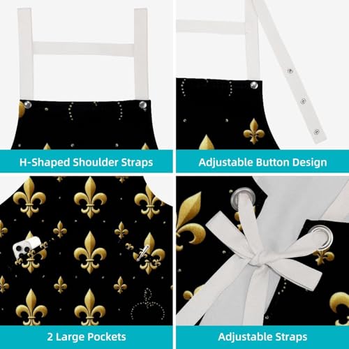 Tabliers de cuisine mini fleur de lys dorée design chic imperméable - 4