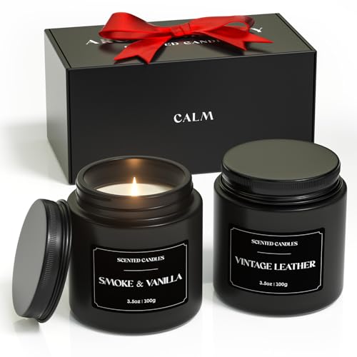 NORVENCE Candles Gifts for Men Scented Candle Gift Set Premium Soy Candles for Men Relaxing Candle Gifts for Birthday (Black 200G)