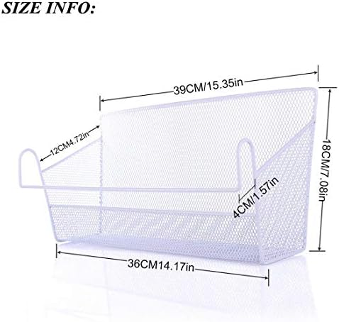 RuiyiF 2 Pack Bunk Bed Storage Basket,Dormitory Bedside Storage Baskets Metal Desk Corner Organizer Hanging with Hook for Books Phones Tissues Water Bottle (White)