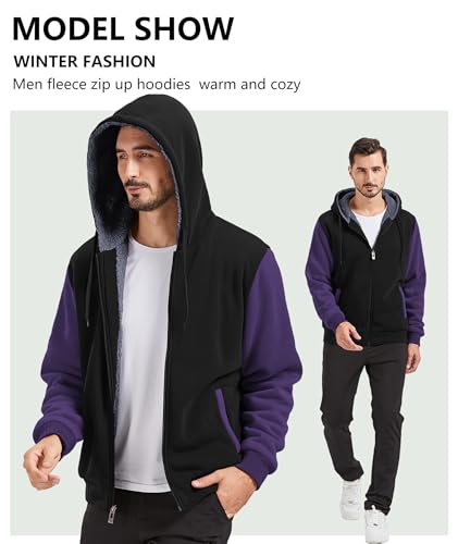 Image of GEEK LIGHTING Men's Fleece-Lined Zip Up Hoodie, Thick Hooded Jacket Winter Warm Athletic Sweatshirt