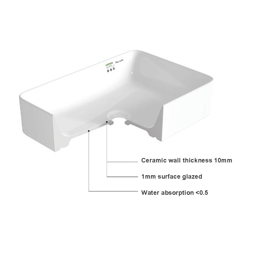 Fregadero Rectangular, Fregadero Cerámico Blanco, Lavabo Cerámico sobre Encimera