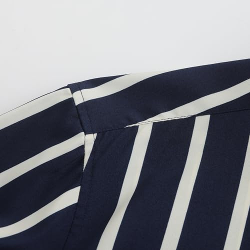 Men's Color Block Striped Long-Sleeve Button-Down Shirts, Spring Summer Comfort Vacation Casual Beach Shirt4