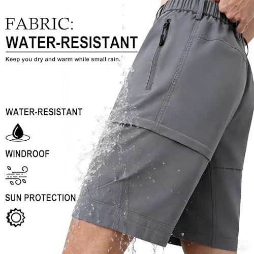 Mens Hiking Cargo Shorts Lightweight Elastic Waist Outdoor Work Sports Short Classic Relaxed Fit Quick-Dry Stretch Tactical Shorts with 6 Zipper Pockets for Work Golf Athletic Casual Travel Fishing — view 4