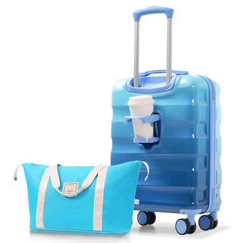 Merax PC+ABS 20" Carry-On Luggage Set with Detachable Makeup Case