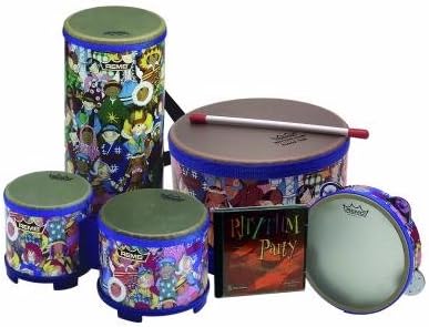 Remo Percussion Set with CD: Bongos, Konga, Tambourine, Floor Tom & Rhythm Party CD - Ages 3+