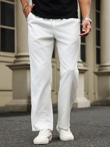 Image of dockstreet Straight Wide fit Long Length Trouser Style Drawstring Trackpant for Men /Trending Sporty Style, Relaxed Casual Pants for Men