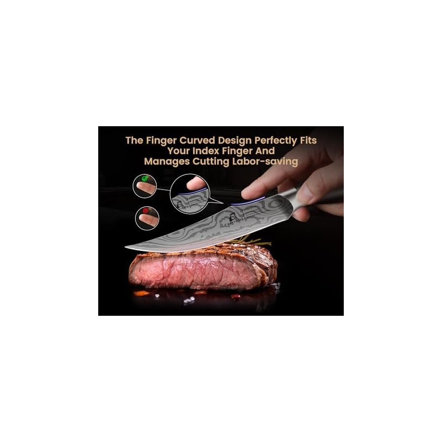 Steak-Knives-Set-of-8-with-Block-Built-in-Sharpener-48-Inch-Non-Serrated-Razor-Sharp-Durable-Dinner-Knives-German-Stainless-Steel-Damascus-Pattern-Full-Tang-Forged-Easy-to-Maintain CoquusAid Steak Knives Set of 8 with Block Built-in Sharpener, 4.8 Inch Non Serrated Razor-Sharp Durable Dinner Knives, German Stainless Steel Damascus Pattern Full Tang Forged, Easy to Maintain