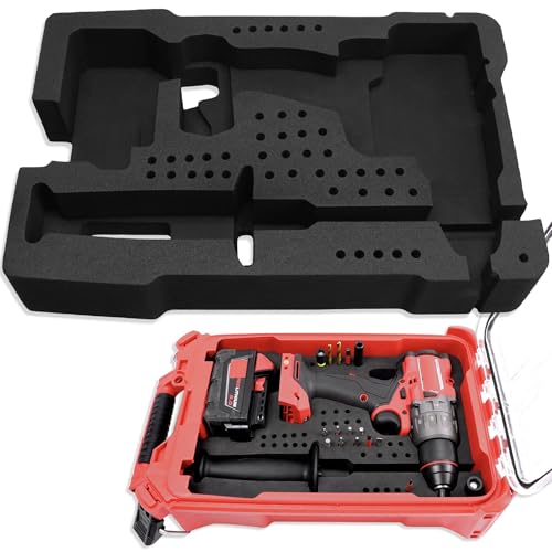 Yudylg EVA Liner Organizer Compatible with Milwaukee Packout Tool Box 48-22-8435, Precision-Cut Insert Fit for M18 2903-20 or 2904-20 Drill/Driver and Accessories, Only Compatible with 5.0 Battery