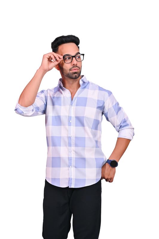 Image of S-LINE Shirt for Men | Cotton, Skin Friendly Fabric, Regular Fit | Full Sleeve Check Design Casual Shirt with Spread Collar | Regular Wear | Size - S to XL