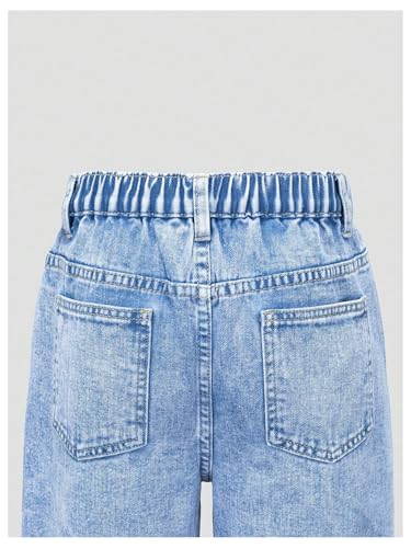 Floerns Girl's Elastic Waist Jeans Kids Wide Straight Leg Denim Pants with Pocket4