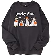 MODNTOGA Women's Halloween Clothes Pumpkin Graphic Sweatshirt Spooky Fall Vibes Outfit Dog Ghost ...
