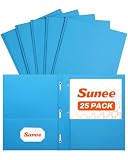 SUNEE 2 Pocket Folders with Prongs (25 Pack, Blue), Paper Folders with 2 Pockets and 3 Prongs Fit Letter Size Paper, Folders with Prongs for School Office Home Business