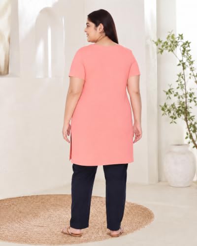 Image of In Love Women's Plus Size Printed Cotton Long-Line T-Shirt with Pocket | Cotton fabric - soft longline T-shirt with easy plus-size fit