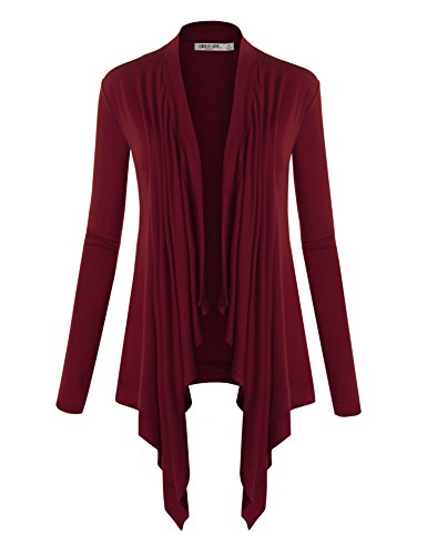 Image of Lock and Love Women's Draped Front Open Asymmetrical Cardigan - Casual Long Sleeve Lightweight Duster