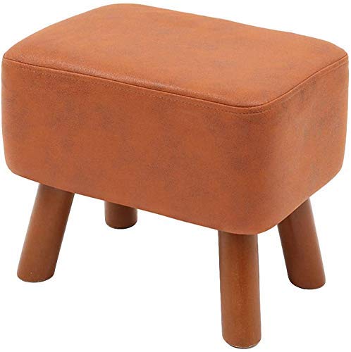 Pouf repose-pieds en bois massif rembourré haute densité