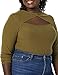 Amazon Essentials Women's Fine Rib Long Sleeve Cutout Bodysuit (Previously Daily Ritual), Dark Green, X-Small