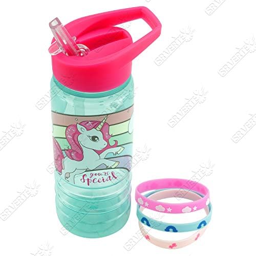 Unicorn Kids Character Pop Up Straw 500ml Canteen Drinking Water Bottle School Travel Bottle 3+year