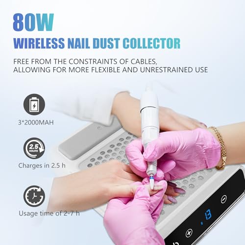 Recolector de polvo de uñas inalámbrico 80W miniatura 5