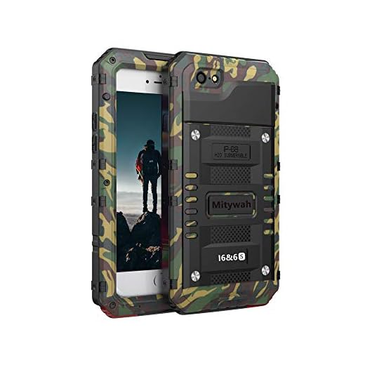 Mitywah Shockproof Case for iPhone 6 6s Waterproof Full Body Protective Cover Built-in Screen Protection, Heavy Duty Armor Military Grade Rugged Aluminum Metal Hard Case for 6 / 6s,Camouflage