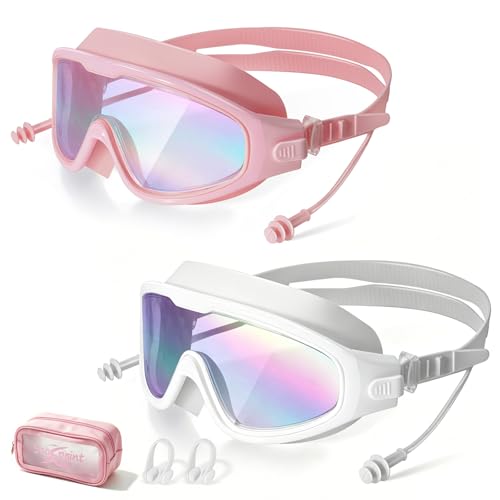 seasprint 2Pack Adult Swimming Goggles,Leak-Proof,Anti-Fog Pool Glasses,Wide View Swim Goggles with...