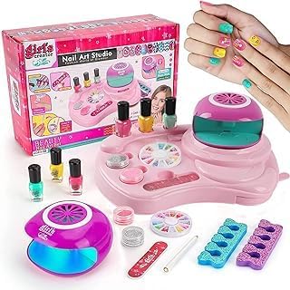 ORCHID M® Nail Art Kit for Girls, Kids Nail Polish Play Set, 2 in 1 Nail Pens,Sticky Cartoon Fake Nail, DIY Sticker, Nail Studio Decoration Birthday Christmas Gift for Kids Age 6-12