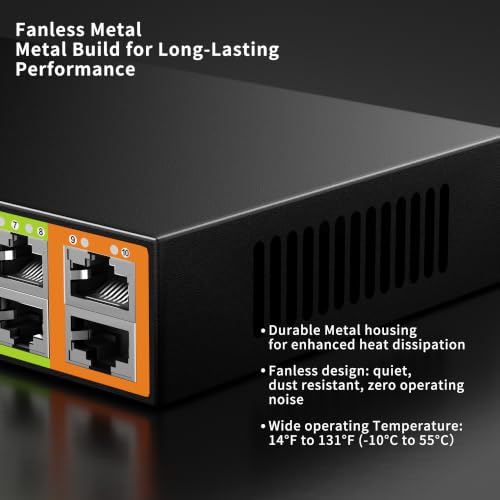 Image of 8-Port PoE+ Switch, 120W 802.3af /at, 2 Uplink for IP Camera NVR