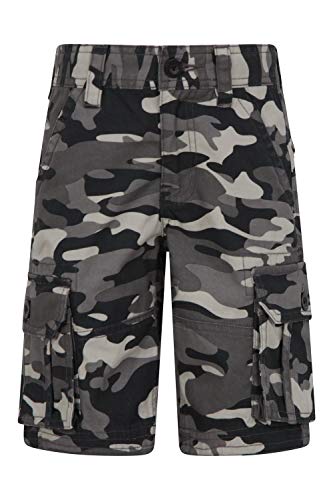 Mountain Warehouse Kids Camo Cargo Shorts - 100% Cotton Summer Pants Black 5-6