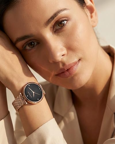 Image of Giordano Elegant Analog Quartz Watch for Women with Textured Round Dial, Crystal Hour Markers, Japan Movement and Stainless Steel Strap