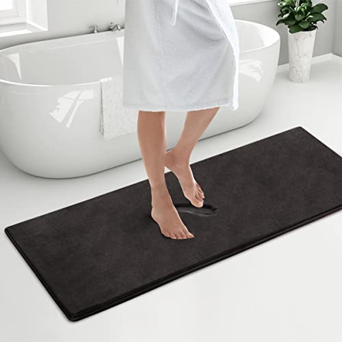 Microdry Coretex Solid Bath Mat For Bathroom, Memory Foam Bathroom Rugs With Griptex Skid Resistant Base, Ultra Absorbent Bath Mats, 24X58, Runner, Black #TOP1