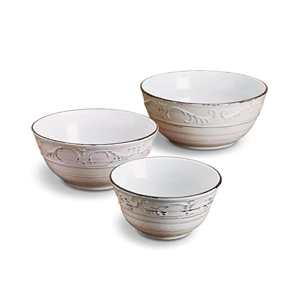 Pfaltzgraff Trellis Serving Bowls, Set of 3, White