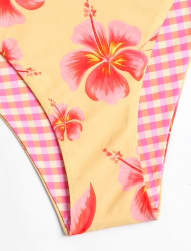 Image of ZAFUL Women's Bandeau Bikini O Ring Strapless Tie Back High Cut Two Piece Swimsuit Bathing Suits
