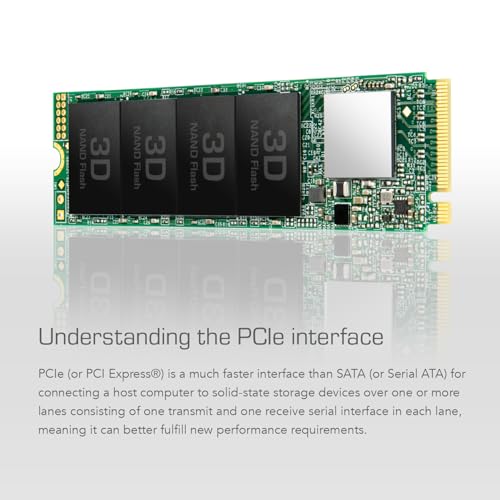 Image of Transcend MTE110 1TB M.2 2280 SSD, Up to 1,700 MB /s, Compatible w /Ultrabook /Laptop /PC /Desktop, PCIe NVMe Gen3x4 SSD, 3D TLC NAND Flash Internal Solid State Drive, LDPC Error Correction ECC, SLC Cache