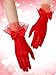 Bencailor Women Lace Gloves Wedding Tea Party Gloves Bow Short Mitten Elegant Accessories for 1920s Opera Funeral(Red,Lace Style)