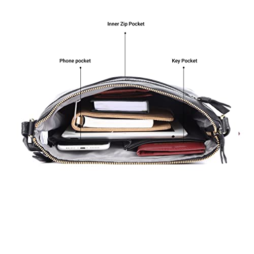 Image of LEDERBUCK Olga Women's Extra-Large Genuine Leather Crossbody Purse - Soft Triple-Zip Shoulder Bag