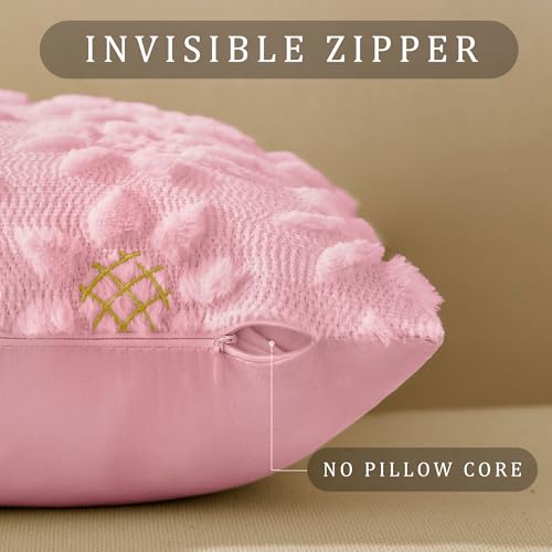 Image of DFXSZ Spring Summer Pillow Covers 20x20 inch Set of 2 Pink Sunflower | Farmhouse Decor Soft Plush Faux Fur Jacquard Throw Pillow Covers|For Spring Holiday Sofa Home Decor