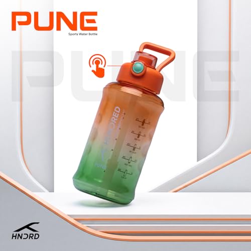 Image of Hundred Pune 1 Litre Water Bottle | 1000ml / 34oz | BPA Free | One Key Open Safety Lock | Spill and Leak Proof Sports, Travel, Gym Bottle (Orange /Green)