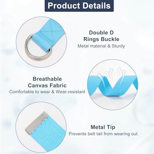 Image of WHIPPY Mens Canvas Belt with Metal Double D-ring 1 1 /2 inch Wide Plus Size Unisex Web Cloth Casual Belt for Jeans Pants